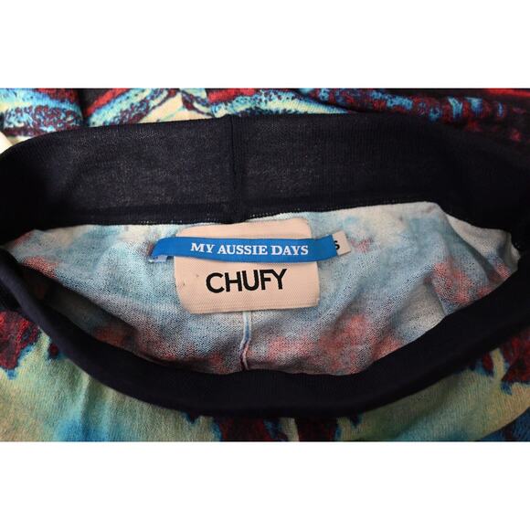 Chufy Pants Small Womens Psychedelic Tie Dye Knit Pull on Wide Leg Crop - Picture 6 of 7